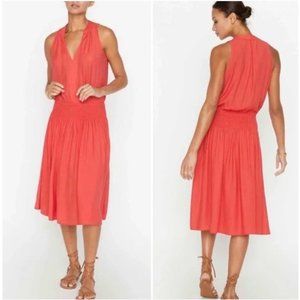 Brochu Walker Francine Boho Sleeveless Dress Smocked Waist Size Small Vermillion